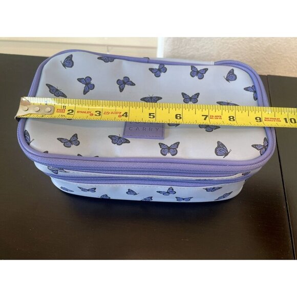 TENDER LOVE & + CARRY Travel Toiletry Makeup Cosmetic Bag Purple butterflies zip - Picture 8 of 9